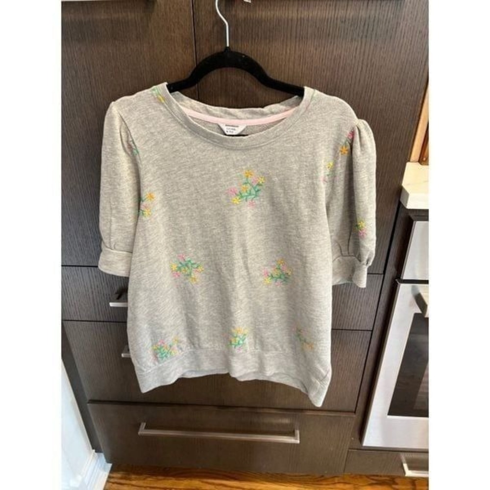 Crown & Ivy Women's Short Puff Sleeve Sweatshirt floral size large nwt